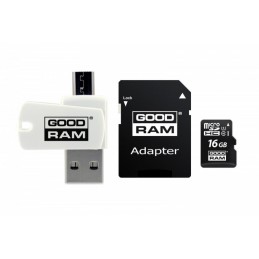 Karta pamięci z adapterem i czytnikiem kart GoodRam All in one M1A4-0160R12 (16GB  Class 10  Adapter, Czytnik kart MicroSDHC, Ka