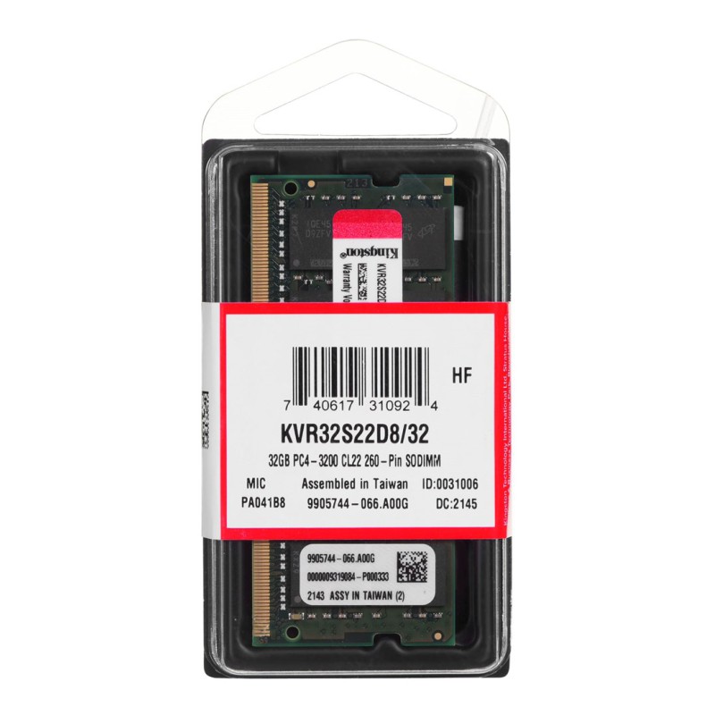 KINGSTON DDR4 SODIMM 32GB 3200MHz CL22 2Rx8